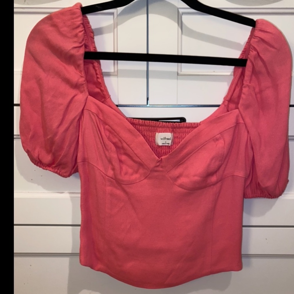 NWT Aritzia Wilfred Novella Blouse CANDY DROP pink - Picture 2 of 3